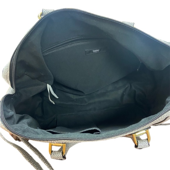 Light Gray Synthetic Leather Like Satchel. Gold Details. - Picture 3 of 4